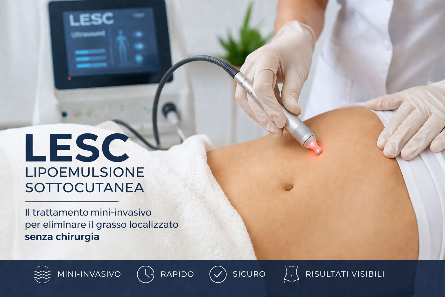 Trattamento LESC a Roma per eliminare grasso localizzato con tecnica mini-invasiva a ultrasuoni